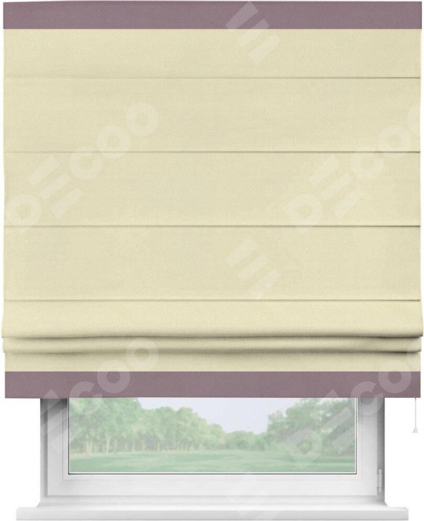Римская штора «Кортин» с кантом Горизонт, для проема, ткань блэкаут однотонный бежевый