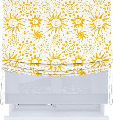 Римская штора «Кортин», день-ночь с мягкими складками, «Солнышки»