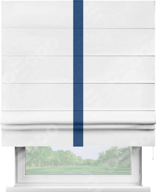 Римская штора «Кортин» с кантом Хайвэй, для проема, ткань вельвет дымчато-белый