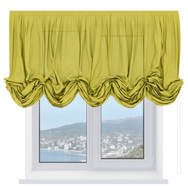 Австрийская штора «Кортин», ткань лён салатовый