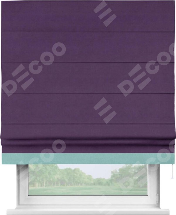 Римская штора «Кортин» с кантом Джестер, для проема, ткань вельвет темно-фиолетовый