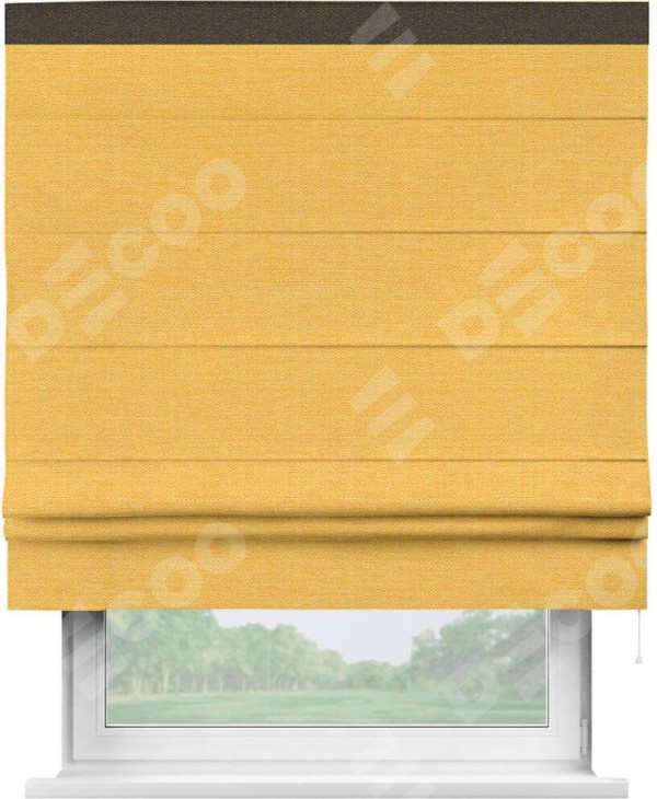 Римская штора «Кортин» с кантом Кинг, для проема, ткань лён желтый