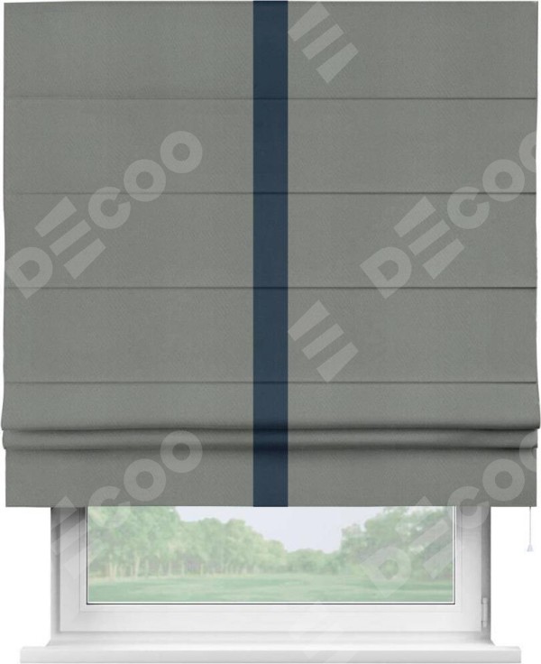 Римская штора «Кортин» с кантом Хайвэй, для проема, ткань блэкаут однотонный тёмно-серый