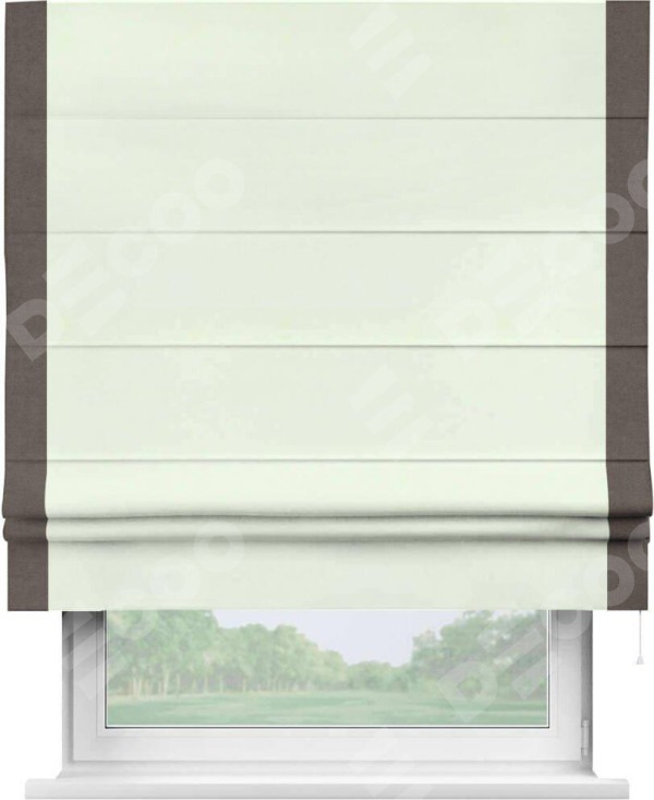 Римская штора «Кортин» с кантом Стрим Дуо, для проема, ткань вельвет кремовый