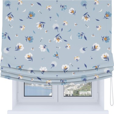 Римская штора Soft с мягкими складками, «Голубые цветы»