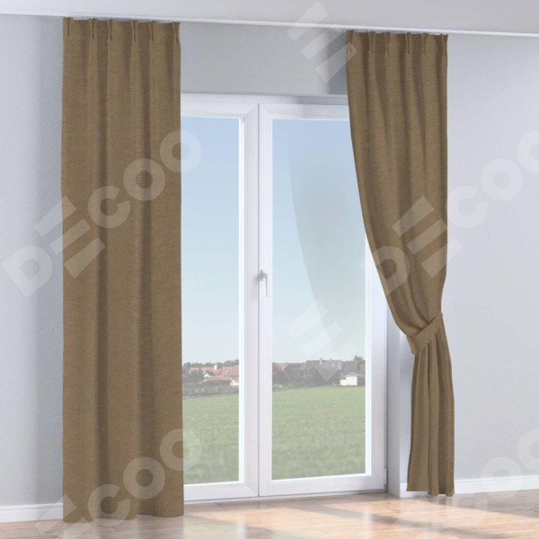 Комплект штор на тесьме «Кустик», лён светло-коричневый