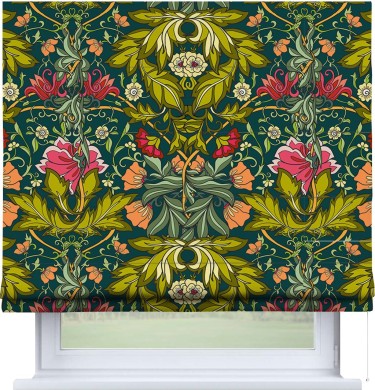 Римская штора «Кортин» для проема «Цветок морриса»