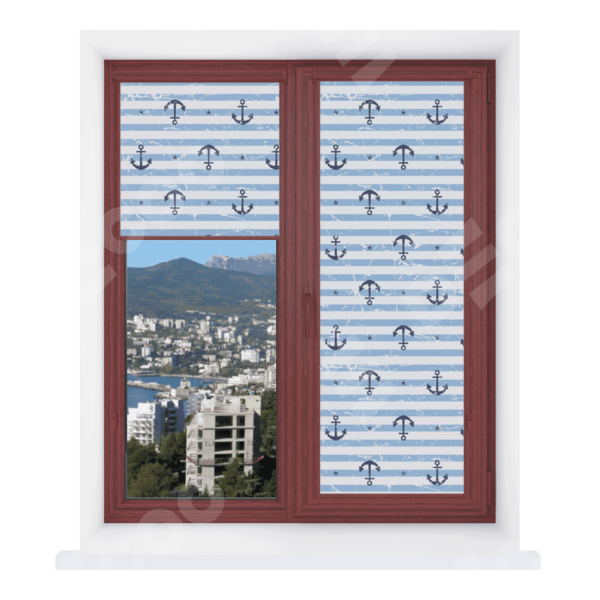 Рулонная штора Уни 2 с принтом Полоски и якори