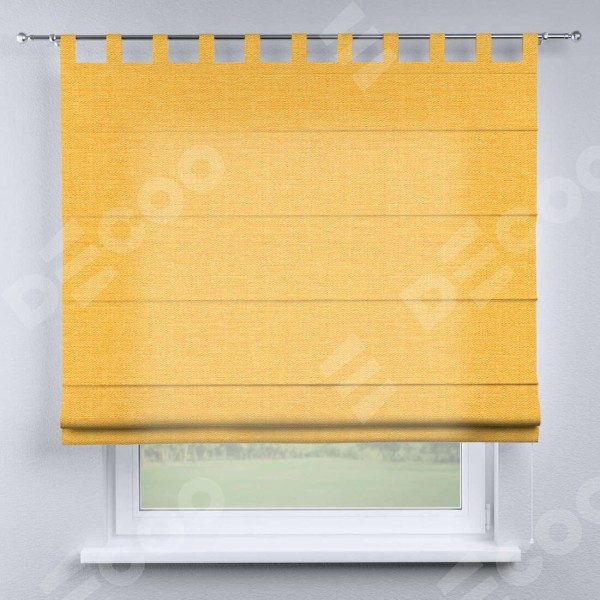Римская штора на петлях «Кортин», ткань лён желтый