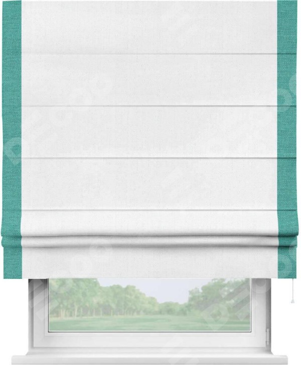 Римская штора «Кортин» с кантом Стрим Дуо, для проема, лён белоснежный