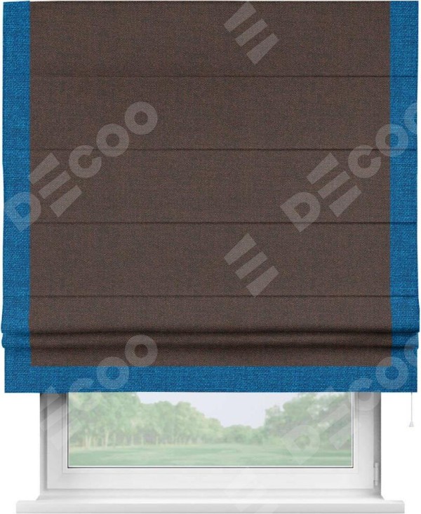 Римская штора «Кортин» с кантом Виктория, для проема, ткань лён коричневый