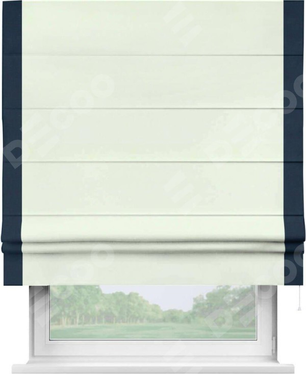 Римская штора «Кортин» с кантом Стрим Дуо, для проема, ткань вельвет кремовый