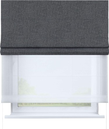 Римская штора «Кортин», лён димаут графит, день-ночь