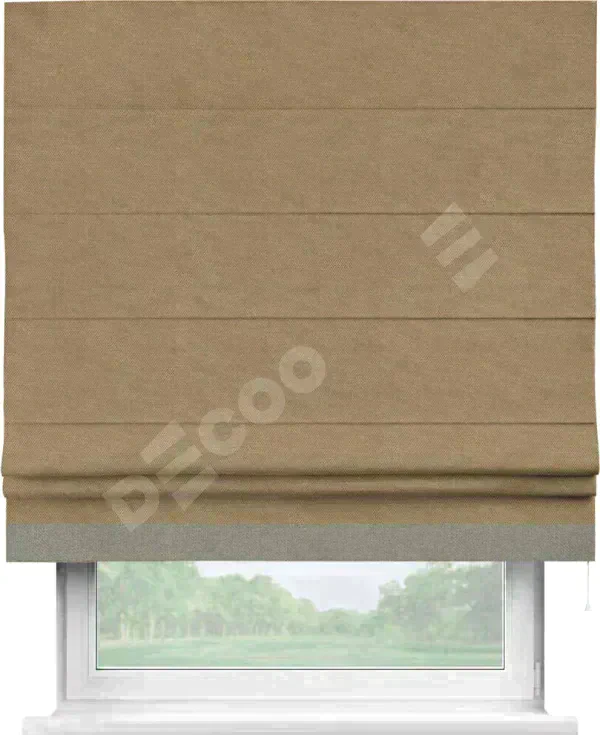 Римская штора «Кортин» с кантом Джестер, для проема, ткань лён димаут, коричневый