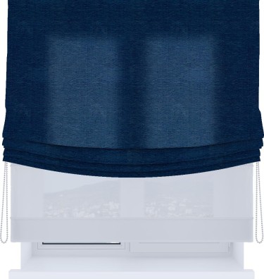 Римская штора «Кортин», день-ночь с мягкими складками, софт однотонный синий