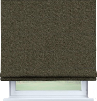 Римская штора «Кортин» для проема, ткань лён блэкаут, коричневый