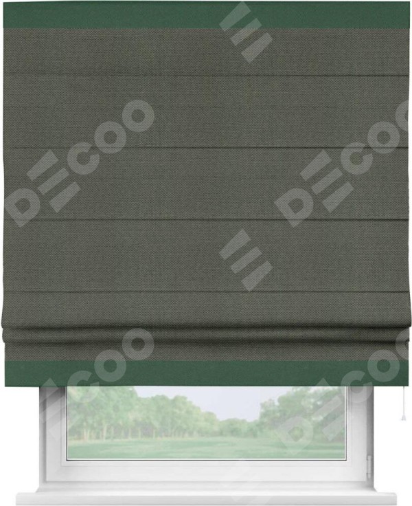 Римская штора «Кортин» с кантом Горизонт, для проема, ткань лён димаут, графит