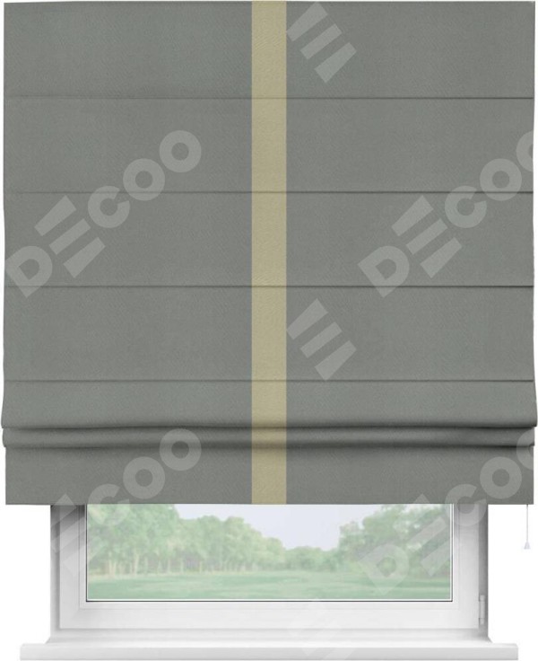 Римская штора «Кортин» с кантом Хайвэй, для проема, ткань блэкаут однотонный тёмно-серый