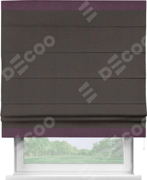 Римская штора «Кортин» с кантом Горизонт, для проема, ткань лён димаут, венге