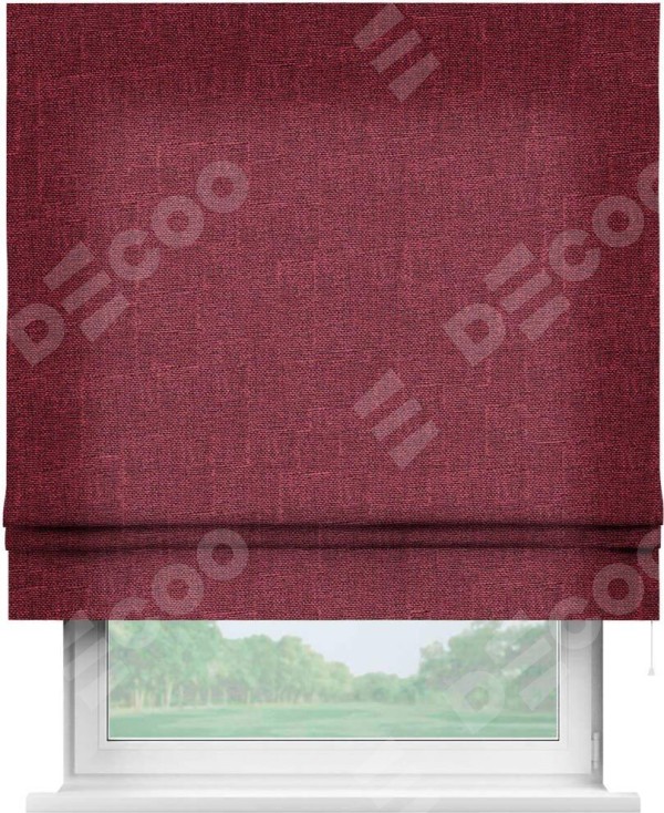 Римская штора «Кортин» для проема, ткань лён кашемир цвет бордовый