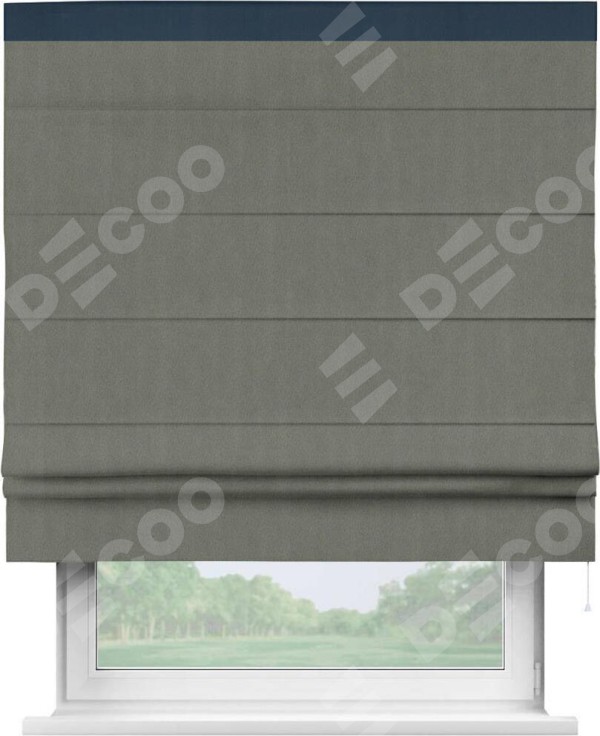 Римская штора «Кортин» с кантом Кинг, для проема, ткань блэкаут однотонный тёмно-серый