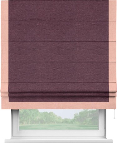 Римская штора «Кортин» с кантом Виктория, для проема, ткань лён фиолетовый