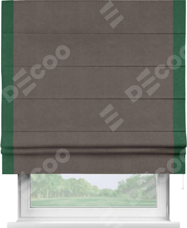 Римская штора «Кортин» с кантом Стрим Дуо, для проема, ткань вельвет коричневый