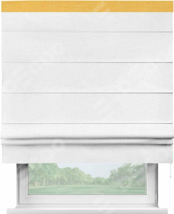 Римская штора «Кортин» с кантом Кинг, для проема, лён цвет белый