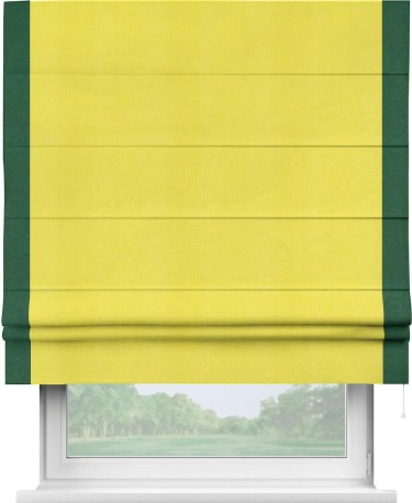 Римская штора «Кортин» с кантом Стрим Дуо, для проема, ткань вельвет cветло-желтый
