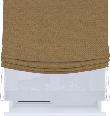 Римская штора «Кортин», день-ночь с мягкими складками, лён димаут коричневый