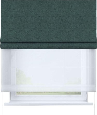 Римская штора «Кортин» день-ночь, стиф димаут сине-зелёный