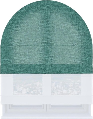 Римская штора «Кортин» день-ночь для арочного проёма, ткань лён кашемир бирюзовый