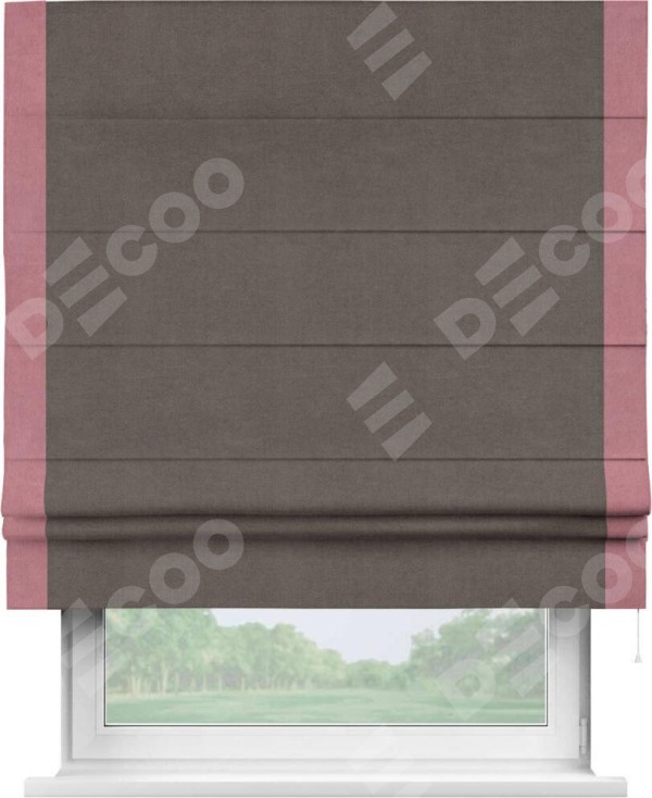 Римская штора «Кортин» с кантом Стрим Дуо, для проема, ткань вельвет коричневый