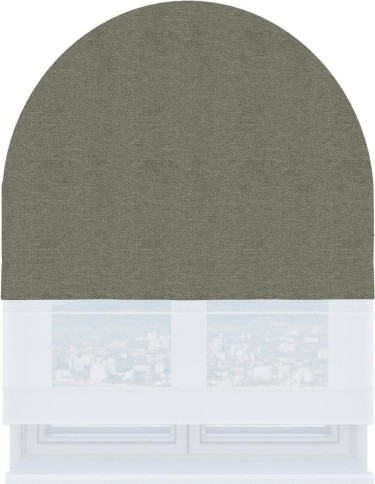 Римская штора «Кортин» день-ночь для арочного проёма, ткань лён димаут стальной