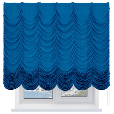 Французская штора «Кортин», лён синий