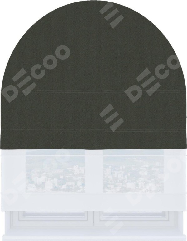 Римская штора «Кортин», блэкаут однотонный дымчато-серый, день-ночь для арочного проёма