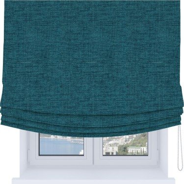 Римская штора Soft с мягкими складками, ткань рогожка димаут синий