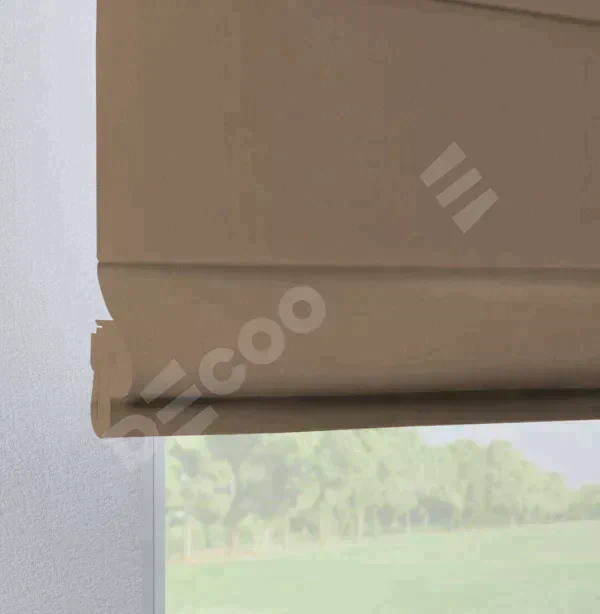 Римская штора «Cortin», ткань блэкаут однотонный кофейно-бежевый, на петлях