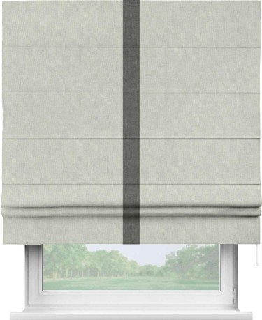 Римская штора «Кортин» для проема, канвас светло-серый, с кантом Хайвэй
