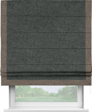 Римская штора «Кортин» с кантом Виктория, для проема, ткань рогожка димаут, графит