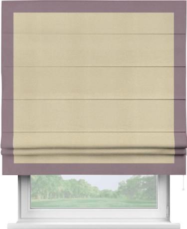 Римская штора «Кортин» с кантом Чесс, для проема, ткань блэкаут однотонный милано латте