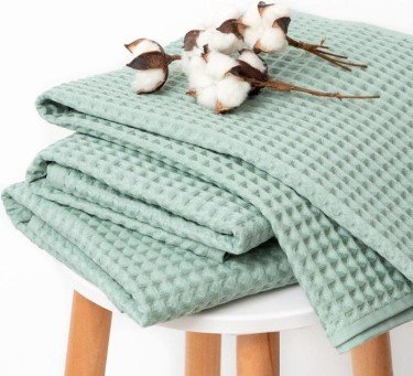 Полотенце вафельное банное Этель "Boho" 67*140 см, цв. мятный, 100% хл, 290 гр/м2