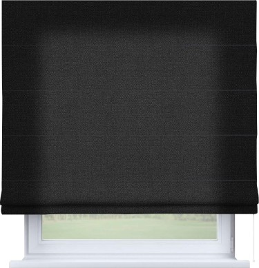Римская штора «Кортин» для проема, ткань лён чёрный