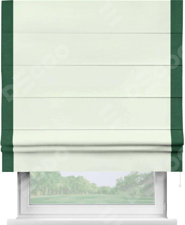 Римская штора «Кортин» с кантом Стрим Дуо, для проема, ткань вельвет кремовый