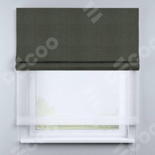 Римская штора «Кортин» день-ночь, ткань лён димаут, графит