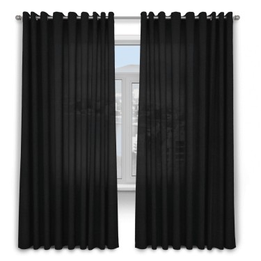 Комплект штор 2 шт, лён, цвет черный, размер от 45 см