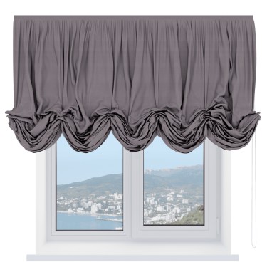 Австрийская штора «Кортин», вельвет тёмно-бежевый