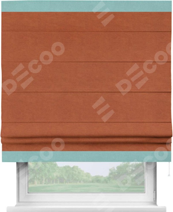 Римская штора «Кортин» с кантом Горизонт, для проема, ткань вельвет терракотовый