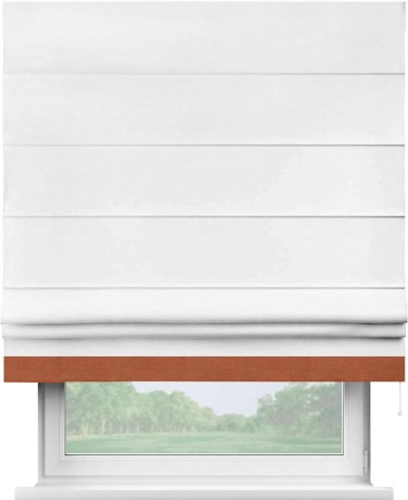 Римская штора «Кортин» с кантом Джестер, для проема, ткань вельвет дымчато-белый