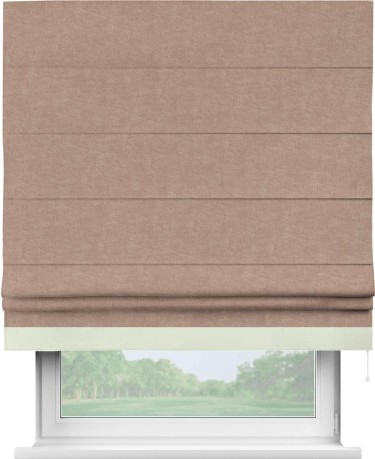 Римская штора «Кортин» для проема, канвас розовая пудра, с кантом Джестер